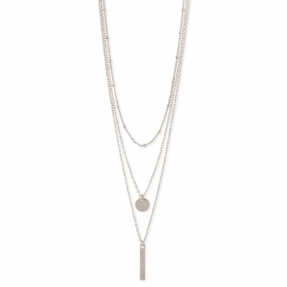 NEW ZAD women's triple layer chain necklace in silver